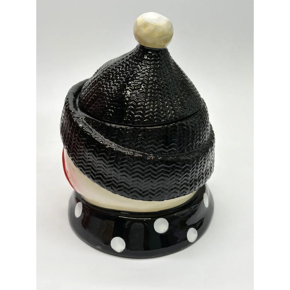 Certified International Snow Pals Snowman Ceramic Cookie Jar Jill Ankrom Black